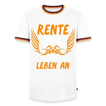 Rente 2026 Ruhestand Rentner Rentnerin - Männer Kontrast-T-Shirt - Weiß/Dreifarbig - Vorne - AI Model Female 172 light (172cm) & AI Model Male 185 light (185cm)
