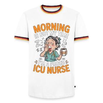 ICU Nurse Morning Is Not My Time Rapid Response - Männer Kontrast-T-Shirt - Weiß/Dreifarbig - Vorne - AI Model Female 172 light (172cm) & AI Model Male 185 light (185cm)