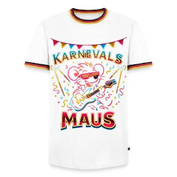 Carnival Mouse Rock Outfit for Cologne Alaaf - Men's Ringer Shirt - white/tricolour - Front - AI Model Female 172 light (172cm) & AI Model Male 185 light (185cm)