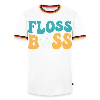 Floss Dental Assistant Dentist - Men's Ringer Shirt - white/tricolour - Front - AI Model Female 172 light (172cm) & AI Model Male 185 light (185cm)