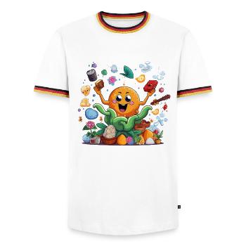 Cheerful orange in the herb garden - Men's Ringer Shirt - white/tricolour - Front - AI Model Female 172 light (172cm) & AI Model Male 185 light (185cm)