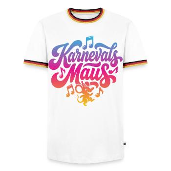 Carnival Mouse Carnival Mouse Carnival Party Costume - Men's Ringer Shirt - white/tricolour - Front - AI Model Female 172 light (172cm) & AI Model Male 185 light (185cm)