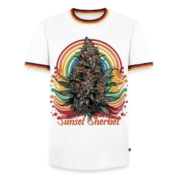 Sunset Sherbet - Men's Ringer Shirt - white/tricolour - Front - AI Model Female 172 light (172cm) & AI Model Male 185 light (185cm)