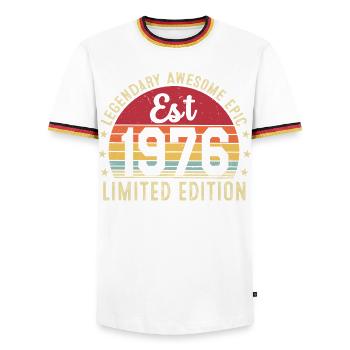 50ème anniversaire - Cadeau Vintage 1976 - T-shirt contrasté Homme - blanc/tricolore - Devant - AI Model Female 172 light (172cm) & AI Model Male 185 light (185cm)