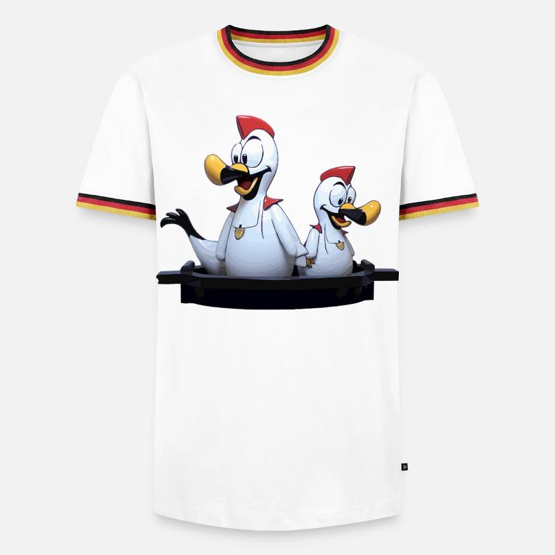 Möwenduo auf Bootssteg - Männer Kontrast-T-Shirt - Weiß/Dreifarbig