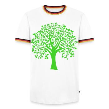 Icon Green Jumbo Tree Print Silhouette - Men's Ringer Shirt - white/tricolour - Front - AI Model Female 172 light (172cm) & AI Model Male 185 light (185cm)