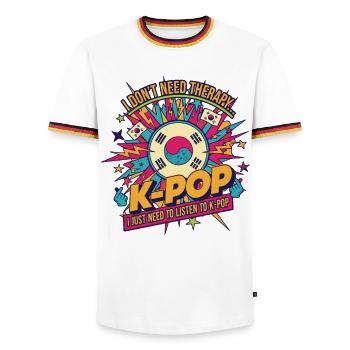 I Dont Need Therapy I Just Need K-Pop Korean Music - Men's Ringer Shirt - white/tricolour - Front - AI Model Female 172 light (172cm) & AI Model Male 185 light (185cm)
