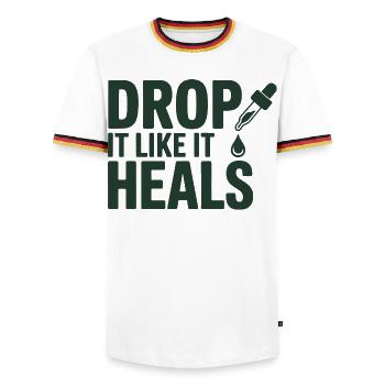 Homeopathy Drop It Like It Heals Professional  - Men's Ringer Shirt - white/tricolour - Front - AI Model Female 172 light (172cm) & AI Model Male 185 light (185cm)