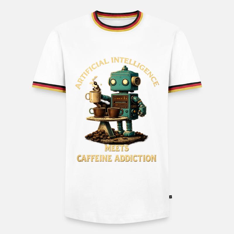 Coffee Robot – Artificial Intelligence Meets Koff - Men's Ringer Shirt - white/tricolour