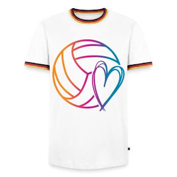 Ballon de volley-ball - T-shirt contrasté Homme - blanc/tricolore - Devant - AI Model Female 172 light (172cm) & AI Model Male 185 light (185cm)