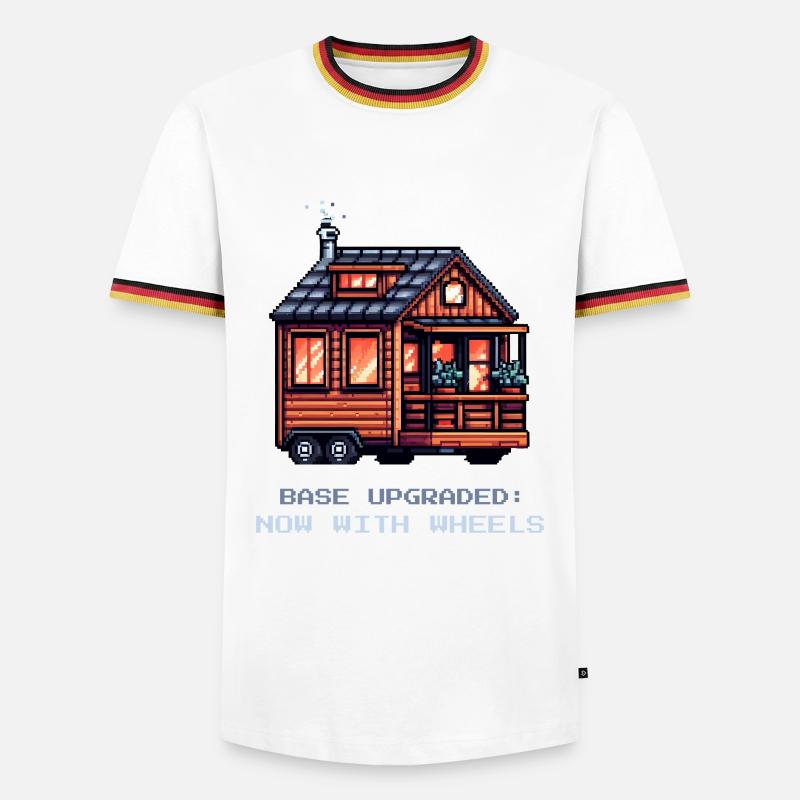 Basis-Upgrade auf Rädern | Tiny House - Männer Kontrast-T-Shirt - Weiß/Dreifarbig