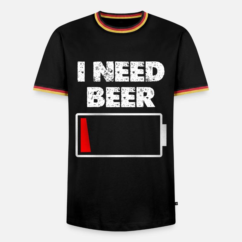 I Need Beer – Battery empty - Men's Ringer Shirt - black/tricolour