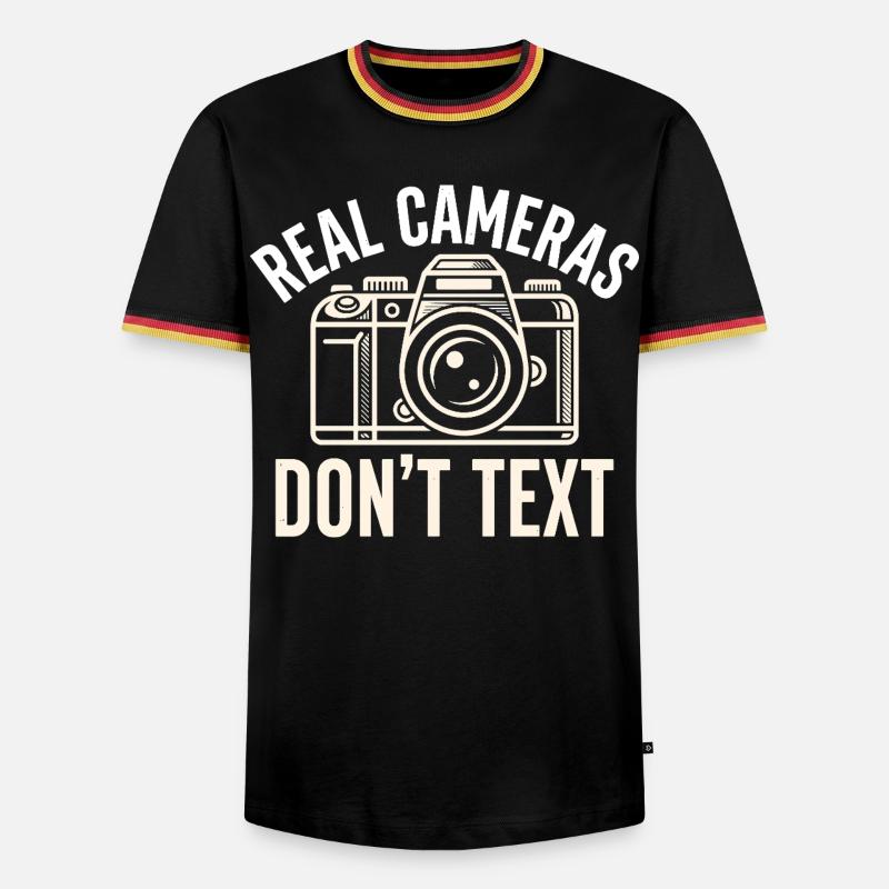 Real Cameras Don't Text Statement - Men's Ringer Shirt - black/tricolour