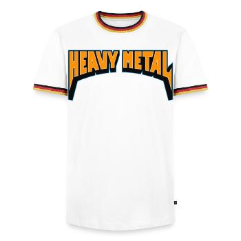 Heavy Metal Hell Yeah Text Logo - Men's Ringer Shirt - white/tricolour - Front - AI Model Female 172 light (172cm) & AI Model Male 185 light (185cm)
