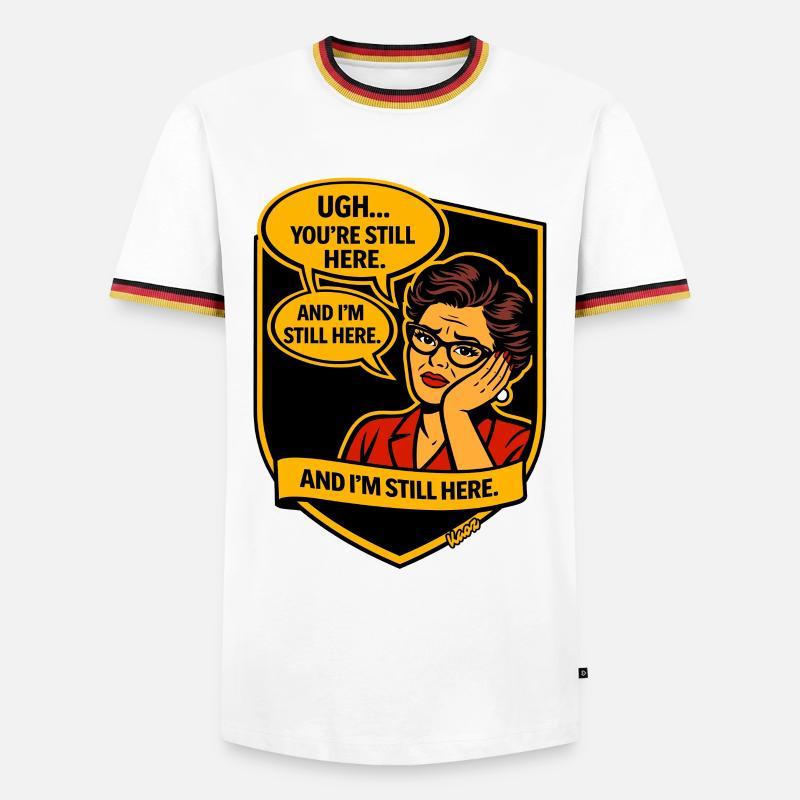 Retro Comic Lady: Still Here - Men's Ringer Shirt - white/tricolour