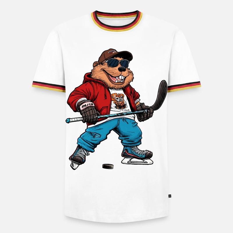 Biber Eishockey - Men's Ringer Shirt - white/tricolour