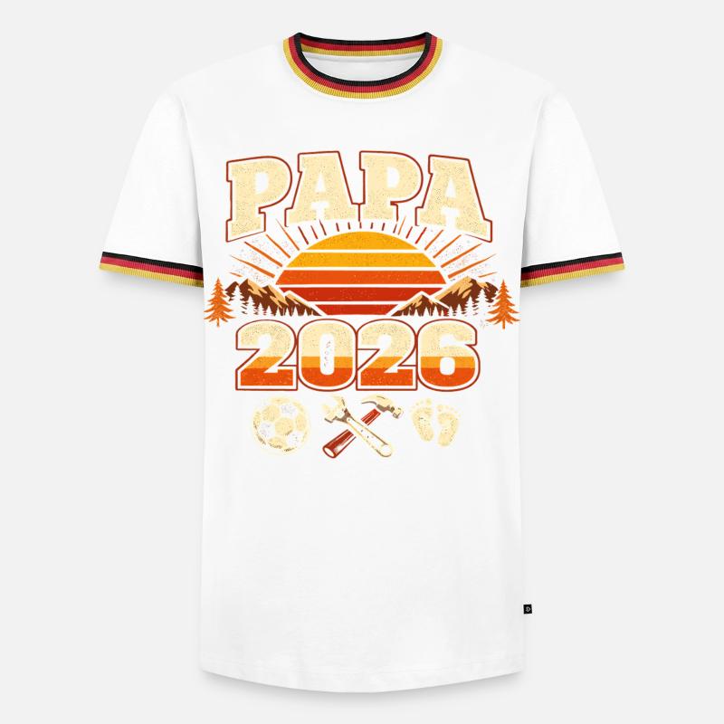Papa 2026 Loading Geschenk Werdender Vater - Männer Kontrast-T-Shirt - Weiß/Dreifarbig
