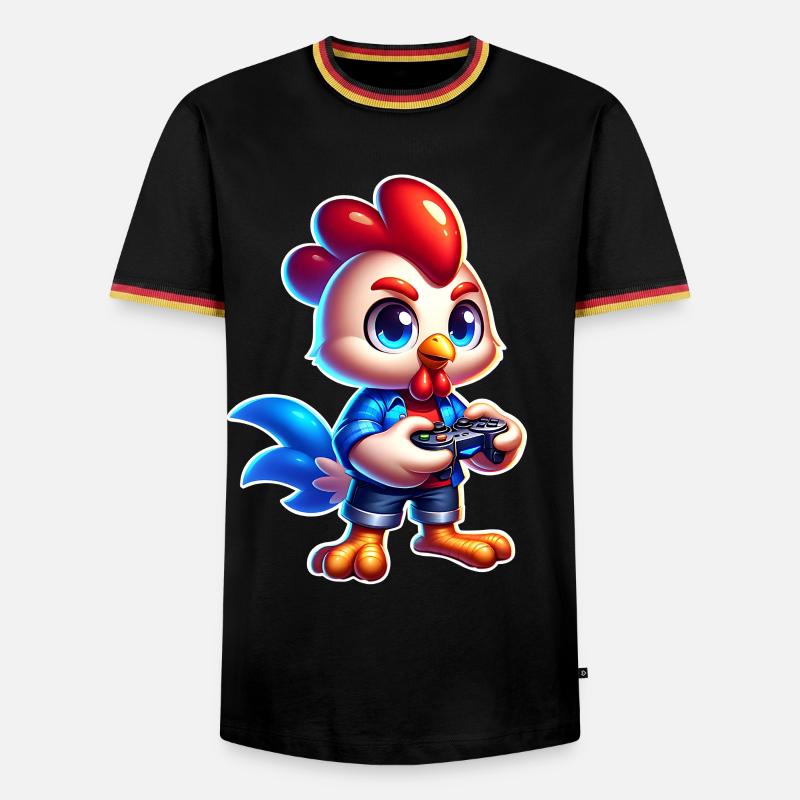 Gaming Chicken with Controller - Men's Ringer Shirt - black/tricolour