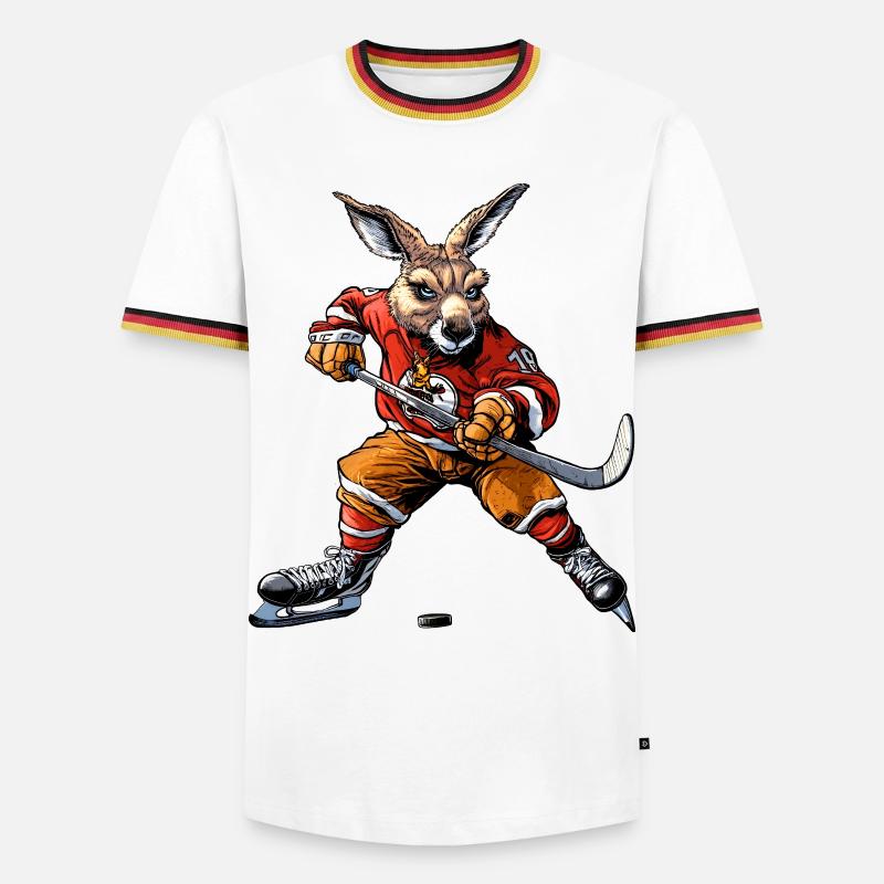 Kängurus Eishockey - Men's Ringer Shirt - white/tricolour