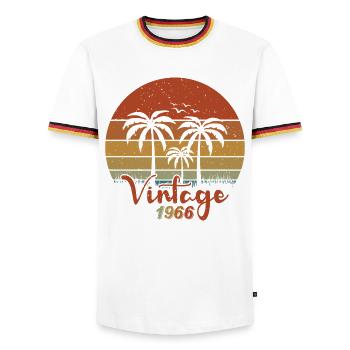 1966 Geburtsjahr - Männer Kontrast-T-Shirt - Weiß/Dreifarbig - Vorne - AI Model Female 172 light (172cm) & AI Model Male 185 light (185cm)