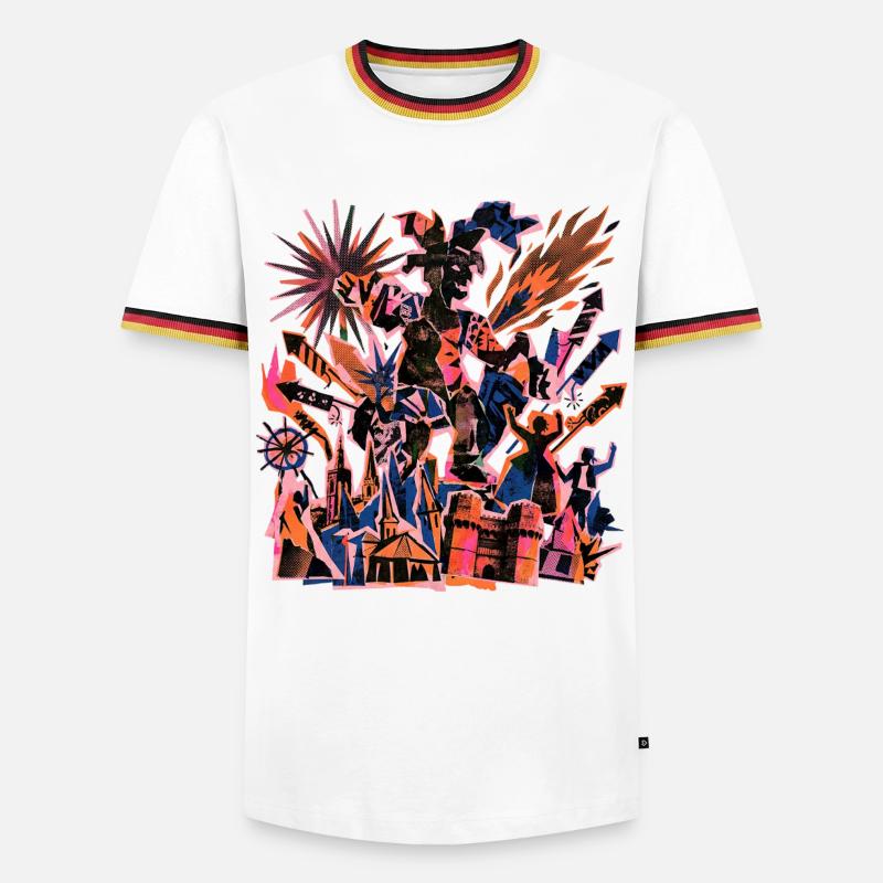 Fallas De Valencia Risographie - Men's Ringer Shirt - white/tricolour