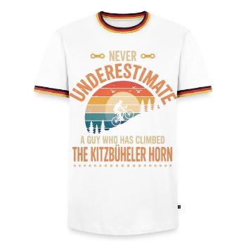 Ein Typ, der das TKitzbüheler Horn bestiegen hat - Männer Kontrast-T-Shirt - Weiß/Dreifarbig - Vorne - AI Model Female 172 light (172cm) & AI Model Male 185 light (185cm)
