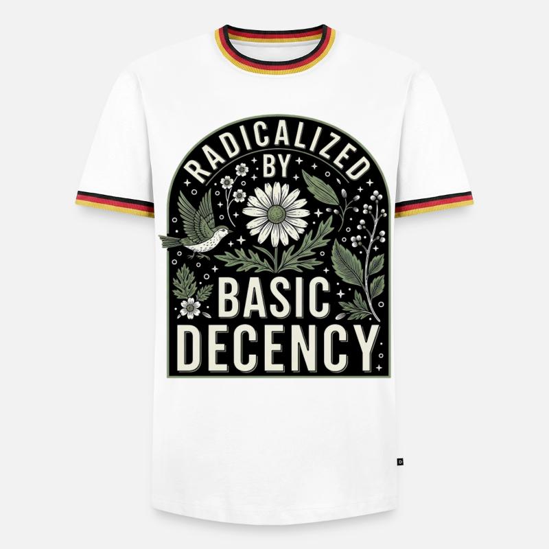 Radicalized by Basic Decency Statement Shirt - Männer Kontrast-T-Shirt - Weiß/Dreifarbig