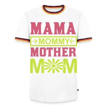 Mama Mama Mama Mama süßes Mutterschaftsgeschenk-Hemd - Männer Kontrast-T-Shirt - Weiß/Dreifarbig - Vorne - AI Model Female 172 light (172cm) & AI Model Male 185 light (185cm)