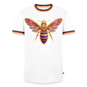 Queen Bee Bienenkönigin - Men's Ringer Shirt - white/tricolour - Front - AI Model Female 172 light (172cm) & AI Model Male 185 light (185cm)