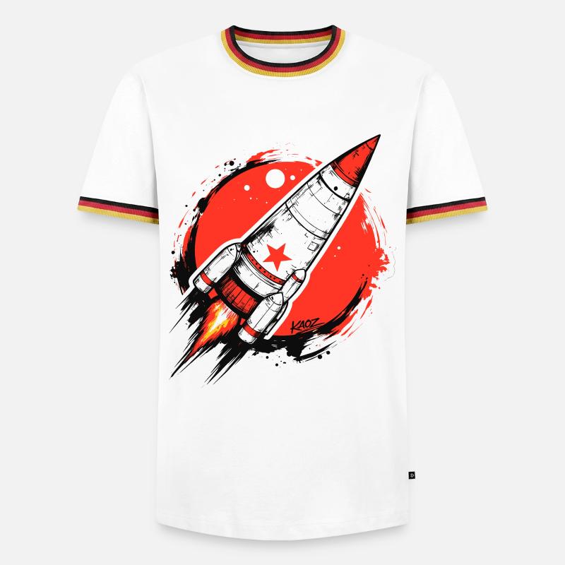 Crimson Rocket Splash Artwork - Men's Ringer Shirt - white/tricolour