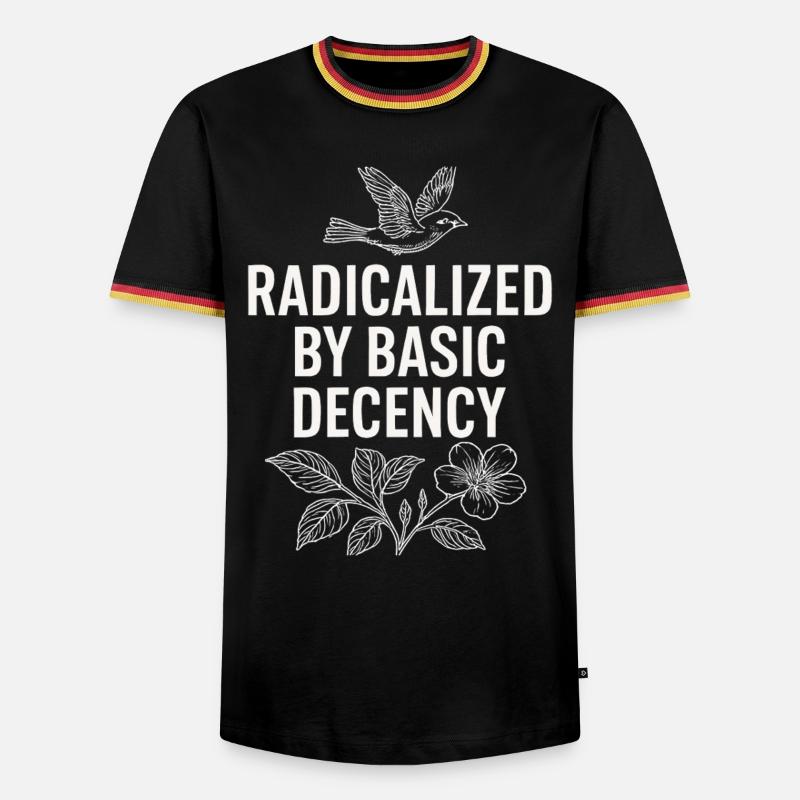 Radicalized by Basic Decency Statement Shirt - Männer Kontrast-T-Shirt - Schwarz/Dreifarbig