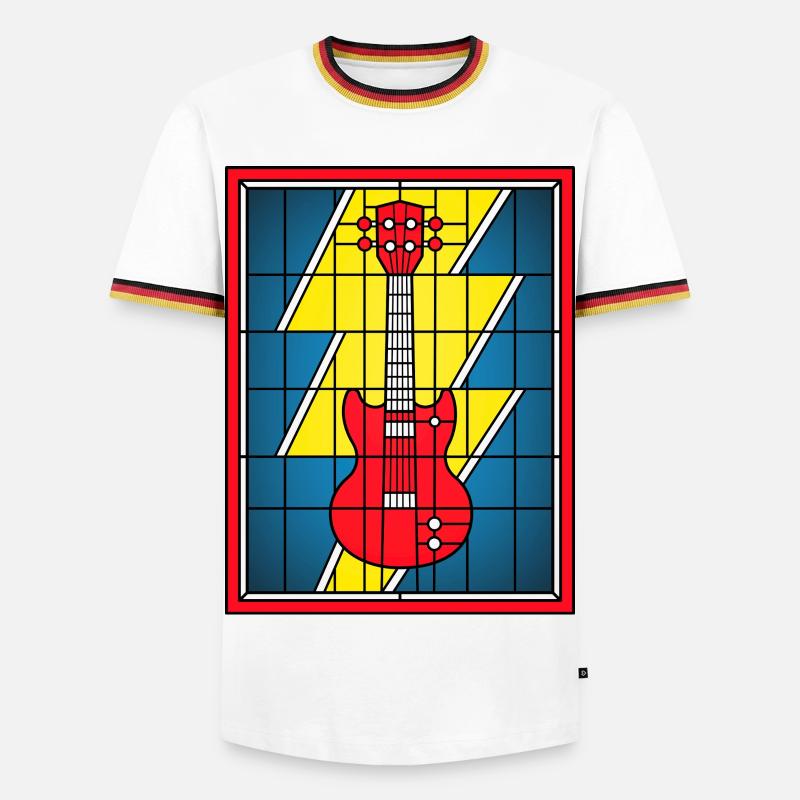Buntglas-E-Gitarre - Männer Kontrast-T-Shirt - Weiß/Dreifarbig