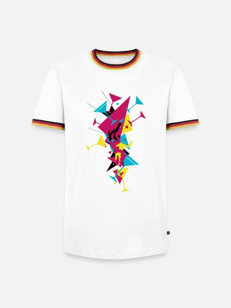 Cocktail Splash Geometrisch - Männer Kontrast-T-Shirt - Weiß/Dreifarbig