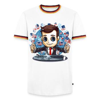 American Flags TechDJ Motif - Men's Ringer Shirt - white/tricolour - Front - AI Model Female 172 light (172cm) & AI Model Male 185 light (185cm)