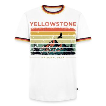 Yellowstone National Park Retro - Men's Ringer Shirt - white/tricolour - Front - AI Model Female 172 light (172cm) & AI Model Male 185 light (185cm)
