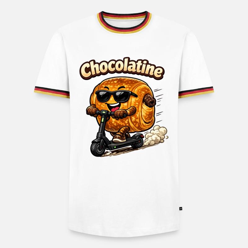Chocolatine-Roller - Männer Kontrast-T-Shirt - Weiß/Dreifarbig