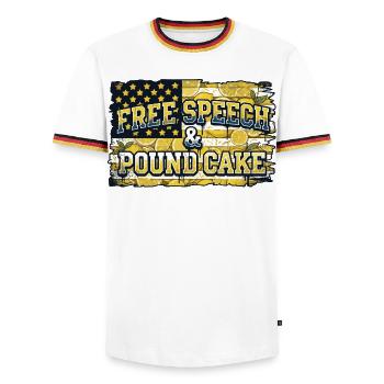Gâteau au citron Free Speech - T-shirt contrasté Homme - blanc/tricolore - Devant - AI Model Female 172 light (172cm) & AI Model Male 185 light (185cm)