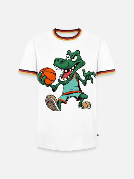 Basketball player crocodile - Men's Ringer Shirt - white/tricolour