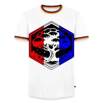 Tree France - Men's Ringer Shirt - white/tricolour - Front - AI Model Female 172 light (172cm) & AI Model Male 185 light (185cm)