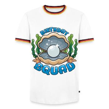 Birthday Squad Beach Summer Cruise Shell - Männer Kontrast-T-Shirt - Weiß/Dreifarbig - Vorne - AI Model Female 172 light (172cm) & AI Model Male 185 light (185cm)