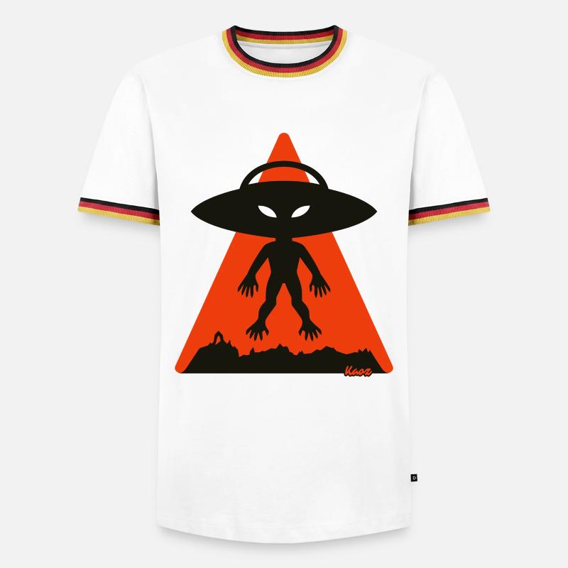 Alien Shadow Under Orange Triangle - Men's Ringer Shirt - white/tricolour