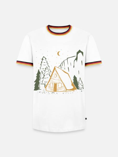 Moonlit Rustic Cabin Night - Men's Ringer Shirt - white/tricolour
