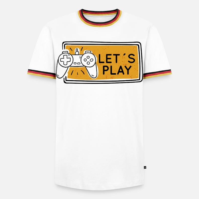 Let's Play Gaming Controller Graphic - Men's Ringer Shirt - white/tricolour