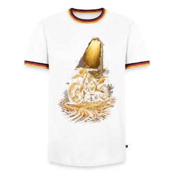 Dirtbike Dirt Bike Motocross - Men's Ringer Shirt - white/tricolour - Front - AI Model Female 172 light (172cm) & AI Model Male 185 light (185cm)