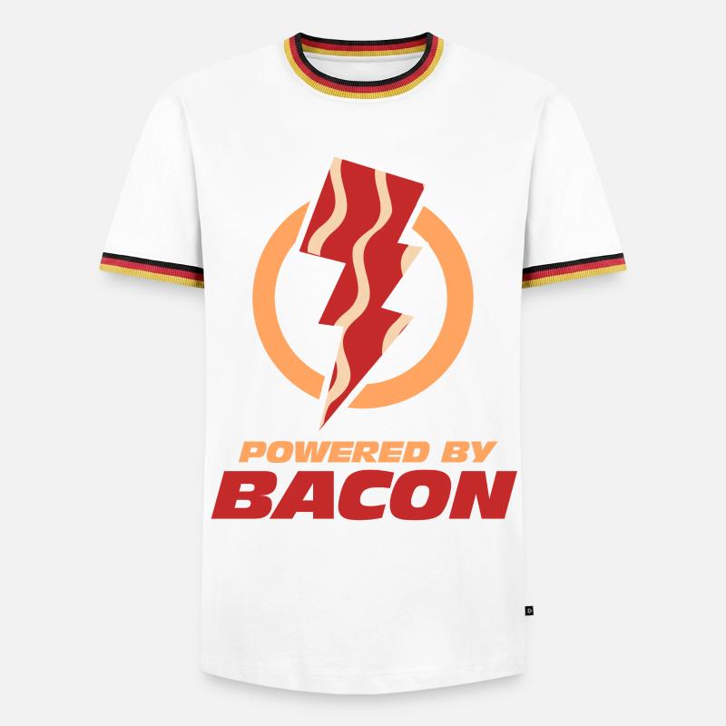 Powered By Bacon Lightning Bolt - Men's Ringer Shirt - white/tricolour