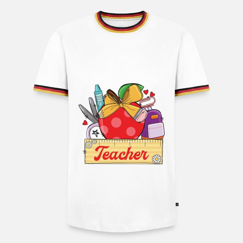 Schullehrer-Mitarbeiter-Methodenausbildung - Männer Kontrast-T-Shirt - Weiß/Dreifarbig