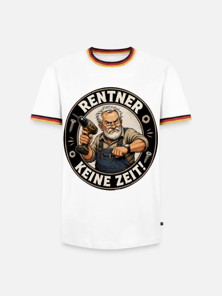 Rentner mit Bohrmaschine – Keine Zeit - Männer Kontrast-T-Shirt - Weiß/Dreifarbig