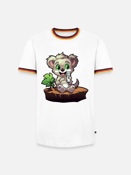 Small koala on the tree stump - Men's Ringer Shirt - white/tricolour