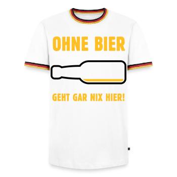 Ohne Bier Geht Gar Nix Hier! (Bierchen / NEG 3C) - Männer Kontrast-T-Shirt - Weiß/Dreifarbig - Vorne - AI Model Female 172 light (172cm) & AI Model Male 185 light (185cm)