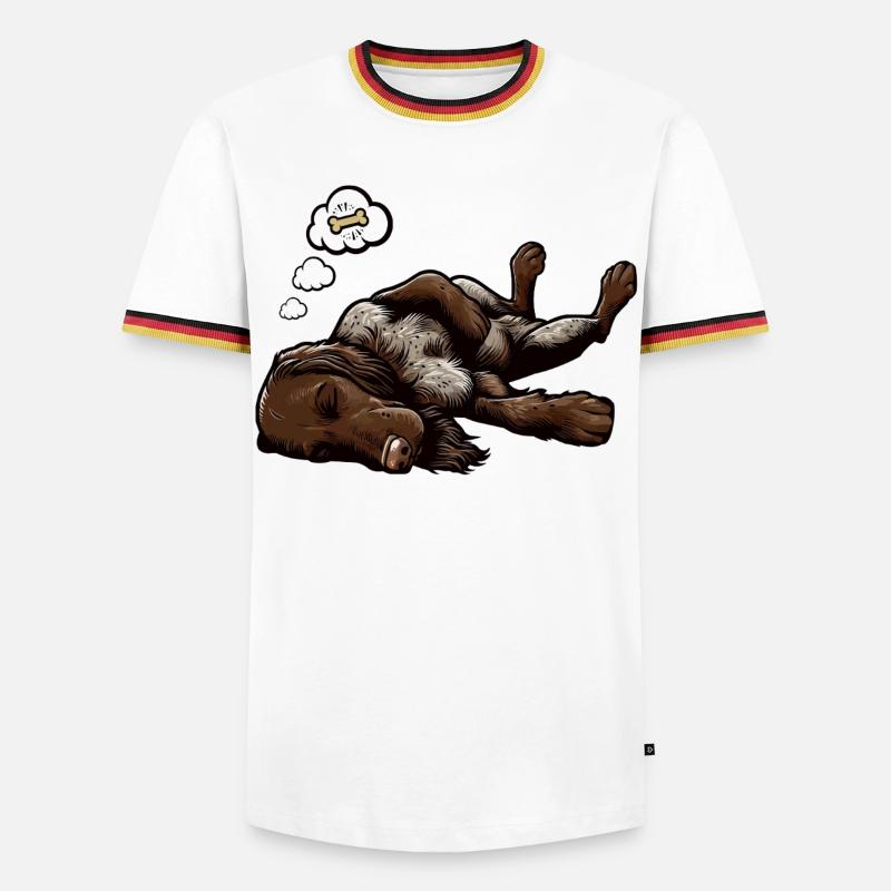 Hundemüde Deutsch Drahthaar drahthaar hunde - Männer Kontrast-T-Shirt - Weiß/Dreifarbig